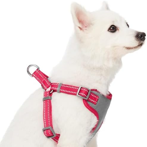 Blueberry Pet Pastel Colored Reflective Dog Harness with Seatbelt Clip – Adjustable No-Pull Pet Vest for Walking and Car Safety, Medium Size in Very Berry - Image 3