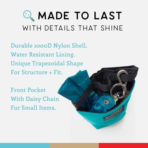 Wildebeest Dog Treat Pouch, Dog Treat Bag, Dog Training Treat Pouch, Dog Travel Bag, Pet Treat Pouch, Magnetic Closure, 2 Water-Resistant Compartments, Detachable Waist Strap & Belt Clip (Turquoise) - Image 5