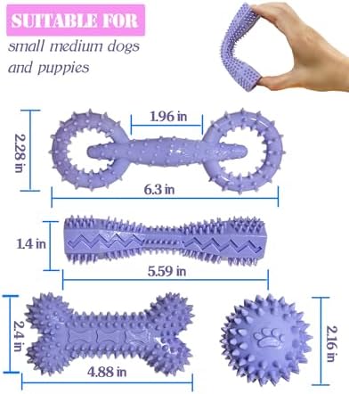 4-Pack Teething Toys Dog Chew Toys for 2-8 Months Puppy,Purple - Image 6
