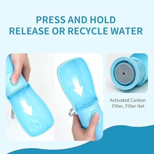 Portable Dog Water Bottle 10oz Blue - Image 4