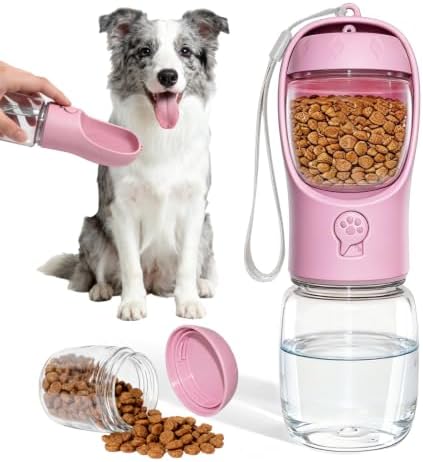 Portable Dog Water Bottle with Food Container, Drinking Bottle for Travel by Liphier