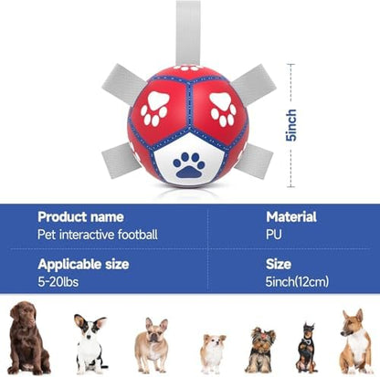 Diman Small Dog Toys, 5 Inch Dog Balls, Soccer Ball for Dogs with Straps - Image 5