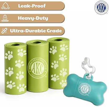 American Kennel Club - Dog Waste Bag Dispenser with 3 Refill Rolls | 60 Fresh-Scented | Leak-Proof | Heavy-Duty Poop Bags | Clip-On Holder for Leash, Easy Refill & Durable | Pantone Green & Blue - Image 3