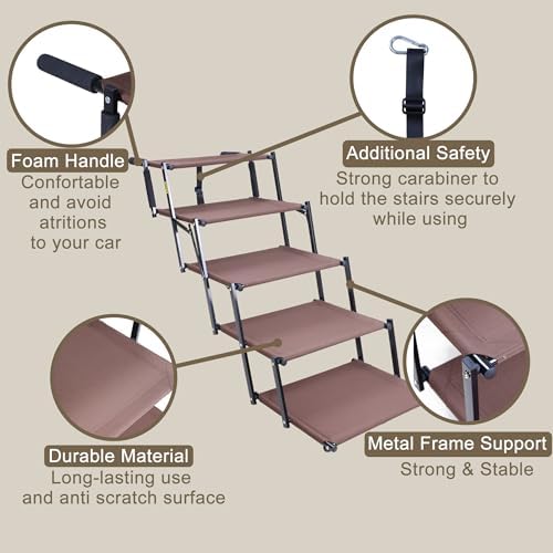 Dog Stairs for Car, 5 Steps, Extra Wide, 110lbs Weight Capacity - Image 2