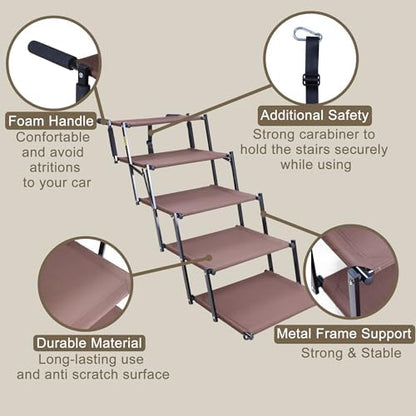 Dog Stairs for Car, 5 Steps, Extra Wide, 110lbs Weight Capacity - Image 2