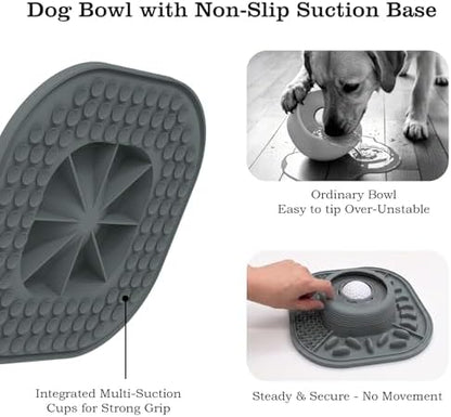 Dog Lick Bowl with Interactive Rolling Ball & Slow Feeder s,Grey - Image 4