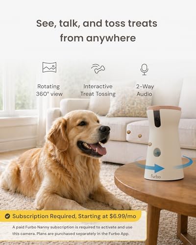 Furbo 360° Dog Camera [Subscription Required] Unlock w/Paid Plan: Home Security & Dog Safety Alerts, Rotating Pet Treat Toss, 2-Way Speaker (Low Risk, 3mo Min. Cancel Anytime) - Image 2