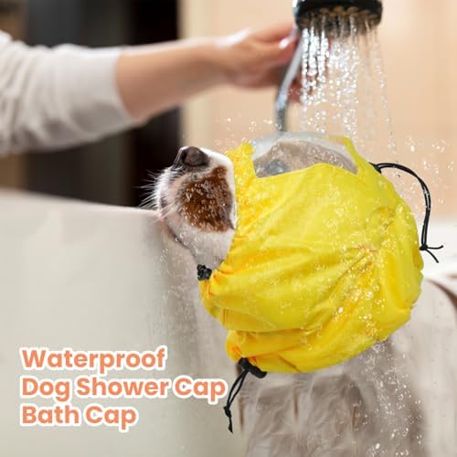 Nanaki Adjustable Shower Caps for Dogs Ears Dog Ear Covers for Bath, Shower Cap Reusable Waterproof Ear Covers for Dogs, Dog Ear Protection for Bath Dog Bath Ear Protection Bathing Grooming Swimming - Image 2