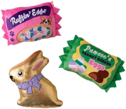 Fringe Studio Plush Dog Toy, 3 Pieces Set, Egg-STRA Sweets, Petshop Collection (662100) by FringeStudio