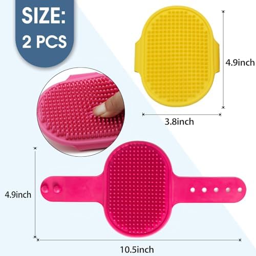Dog Grooming Brush, Pet Shampoo Bath Brush Dog Grooming Shedding Brush Soothing Massage Rubber Comb with Adjustable Ring Handle for Long Short Haired Dogs and Cats 2pcs - Image 6
