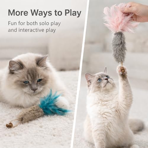 3 Pack Rabbit Fur Catnip Toys with Feathers – Interactive Carrot Cat Toys with Galls Fruit for Indoor Cats and Kittens - Image 5