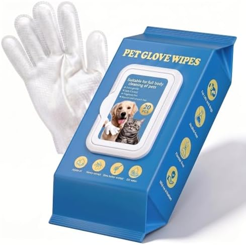 20PCS Pet Glove Wipes for Dogs, Cats & Small Animals— Fragrance-Free by WeurGhy