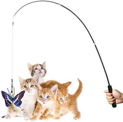 AWOOF Butterfly Cat Wand Cat Toys Set, Realistic Crinkle Catnip Butterflies Kitten Toys with Retractable Interactive Cat Wand 11 PCS Cat Toys for Indoor Cats - Image 7