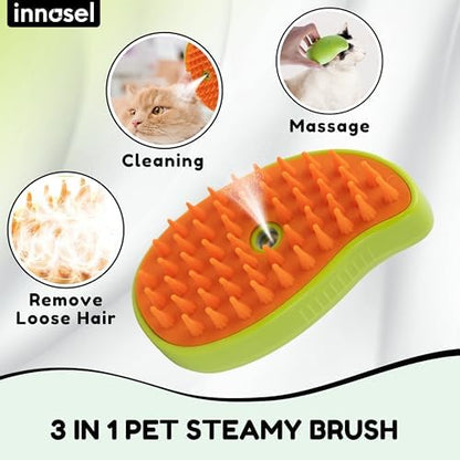 Cat Steam Brush for Shedding, Steamy Grooming Comb with Anti-Static Spray for Cats & Dogs, Gentle Defur Comb for Tangled & Loose Hair, Ergonomic Pet Mist Brush Design, Cepillo de Vapor para Gato Perro - Image 5