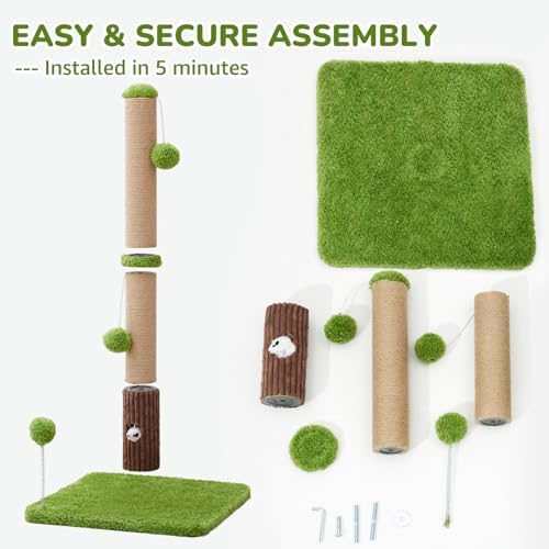 Woochpet Funny Cat Scratching Posts Sturdy Scratcher Posts 33'' Green - Image 6