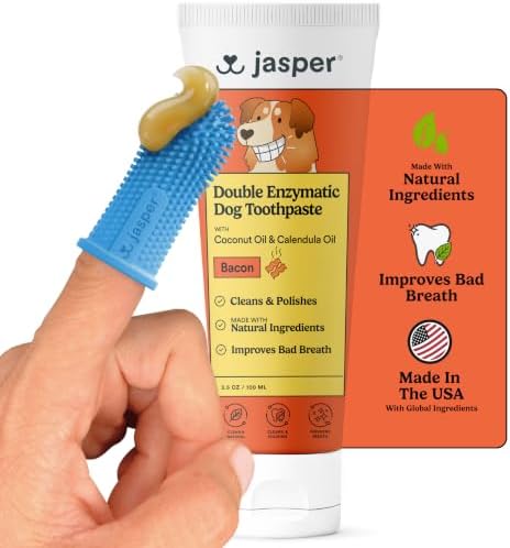 Jasper Dog Tooth Brushing Kit and Dog Toothpaste (Bacon) Kit 360 by OralWellnessforPets