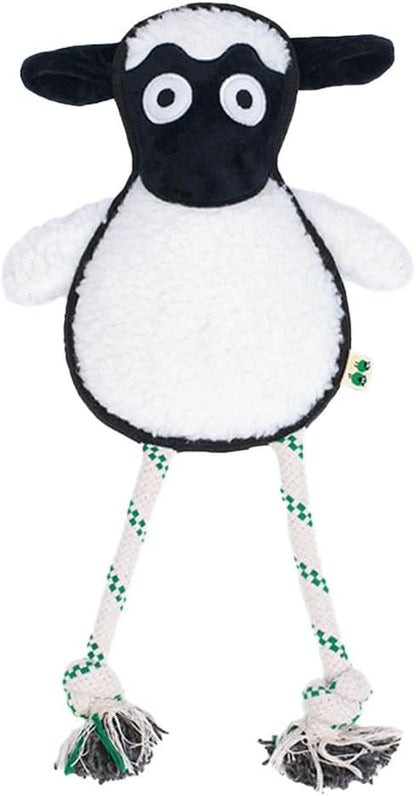 Green Sheep White Sheep Rope Toy for Dogs, Durable Squeaky Dog Toys for Small Medium Large Dogs, Plush Fabric with PP Cotton & Recycle Cotton Rope, Interactive Chew Toy to Keep Them Busy