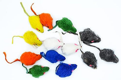 20 PCS Furry Squeak Mouse Rattle Sound Plush Mice Fur Interactive Catch Play Catcher Pet Kitten Cat Toys (Random Color) - Image 7
