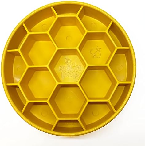 SodaPup Honeycomb Enrichment Bowl – Durable Slow Feeder Bowl Made in USA from Non-Toxic, Pet-Safe, Food Safe Material for Mental Stimulation, Slowing Down Eating, Healthy Digestion, & More by SodaPup