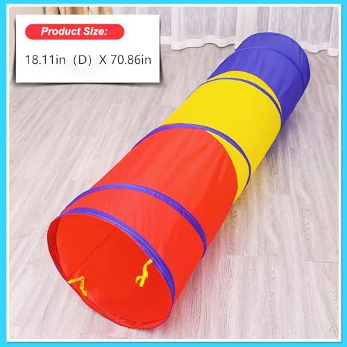 Kids Play Tunnel Tent for Toddlers, Colorful Pop Up Crawl Tunnel Toy Tent for Baby Infant Children or Dog Cat Pets, Indoor & Outdoor Toys for Boy and Girl Backyard Playset - Image 2
