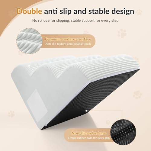 Dog Stairs for Couch and Chair,15.7" H 3-Step Pet Steps for Small Dogs and Cats, Non-Slip Sturdy Dog Ramp with Anti-Tip Safety Strap and Washable Cover,Balanced Ramp Indoor Pet Stairs - Image 2