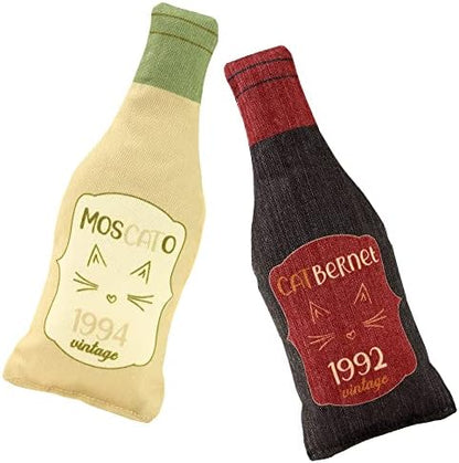 Wine Bottle Catnip Toys for Cats and Kittens Plush Wine Bottle - Funny Cat Toy Moscato and CATbernet - Cat Nip Toy for Wine Drinking Cat Moms and Dads by PlumHill