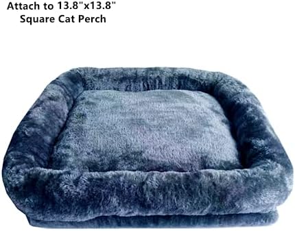 SHENGOCASE Cat Tree Tower Accessories Replacement Parts Top Cushion Bed Cover for Cat Perch with Elastic Band (13.8" x 13.8", Grey) - Image 2