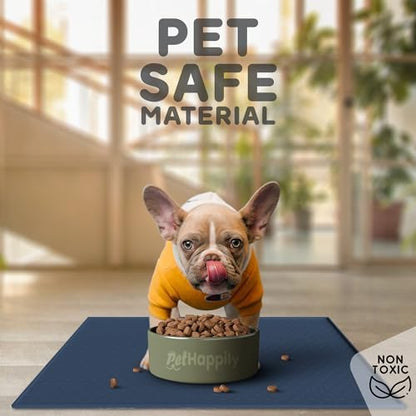 Dog Food Mat - Raised Edges Dogs Mat for Food and Water Prevent Spill, Waterproof Cat Food Mats Protect Floors, Easy Clean Dog Bowl Mats for Food and Water, Silicone Pet Food Tray - Image 3