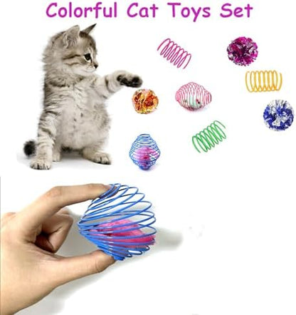 18 Pack Assorted Cat Metal Spring Balls Stretchable Large Cat Spiral Toy Crinkle Balls Interactive Kitten Rolling Coils Spring Inside Caged Rats Pet Supplies Indoor Outdoor Ferrets - Image 5