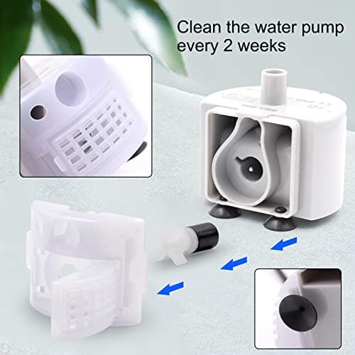 Cat Water Fountain Pump for 3.2L/108oz Stainless Steel Cat Water Fountain and 67oz/2L Stainless Steel Cat Fountain, Petilog Pet Fountain Pump, Ultra Quiet Cat Fountain Pump - Image 6
