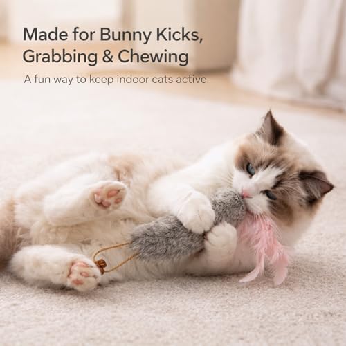 3 Pack Rabbit Fur Catnip Toys with Feathers – Interactive Carrot Cat Toys with Galls Fruit for Indoor Cats and Kittens - Image 3