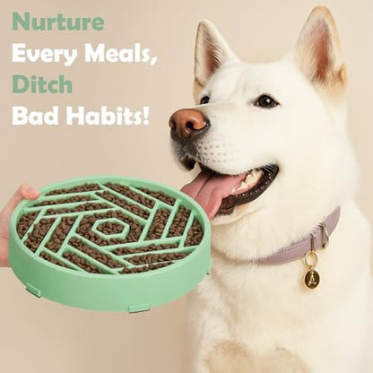 TOBYTO Slow Feeder Dog Bowls Large Medium Breed,Anti-Choking Slow Eating Dog Food Bowl,Non Slip Pet Slower Food Feeding Bowls Large Puzzle Slow Feeder Bloat Stop Maze Dog Dishes,Bean Green - Image 6