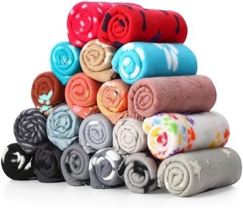 Eccliy 20 Pcs Puppy Blanket Fleece Pet Dog Throw, Mix, 39 x 28 Inch by Eccliy
