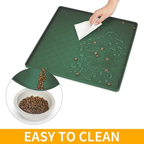 2 Pack Pet Placemat for Dog and Cat, Waterproof Silicone Pet Feeding Bowl Mats for Food and Water, Small Medium Large Dogs Mat Prevent Residues from Spilling to Floor, Hunter, 11.8"x11.8" - Image 5