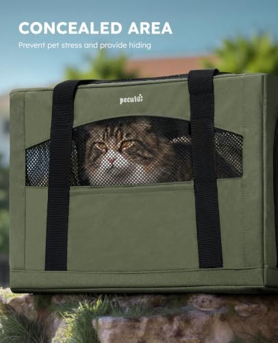 Pecute Cat Carrier Stable, Pet Carrier with Privacy Partition,Green - Image 4