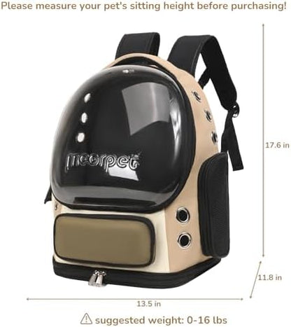 Cat Bubble Backpack Carrier, TSA Airline Approved Pet Travel Bag for Small Medium Dogs, Clear Hiking Camping Backpack for Cats, Kitten and Puppy up to 18 lbs, Khaki Bubble - Image 6