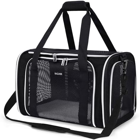BAGLHER Pet Travel Carrier, Cat Carriers Dog Carrier for Small Medium Cats Dogs Puppies, Airline Approved Small Dog Carrier Soft Sided, Collapsible Puppy Carrier. Black by BAGLHER