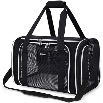 BAGLHER Pet Travel Carrier, Cat Carriers Dog Carrier for Small Medium Cats Dogs Puppies, Airline Approved Small Dog Carrier Soft Sided, Collapsible Puppy Carrier. Black by BAGLHER