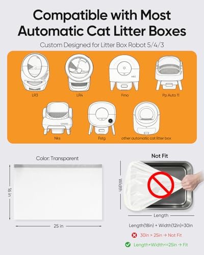 120 Pack Cat Litter Box Robot 4/5/3 Waste Bags, Transparent, Pre-Separated - Image 2