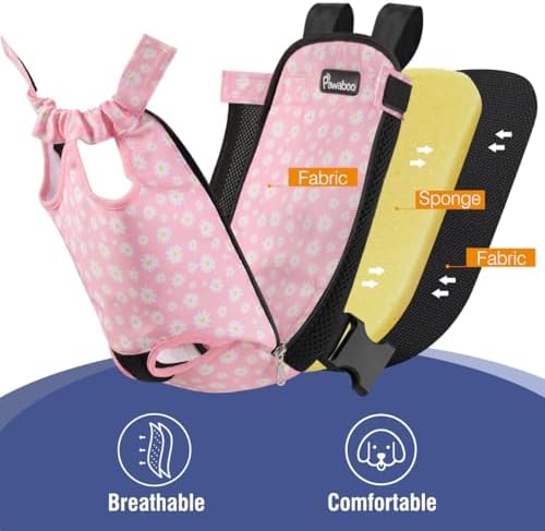 Pawaboo Pet Carrier Backpack, Adjustable Pet Front Cat Dog Carrier Backpack Travel Bag, Legs Out, Easy-Fit for Hiking Camping Traveling for Small Medium Dogs Cats Puppies, S, Black + Pink - Image 5