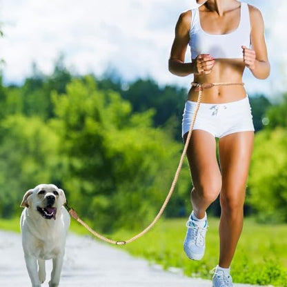 Mile High Life Hands Free Dog Leash, Crossbody Waist Leash with Genuine Leather Connection, Multifunctional Adjustable Slip Lead for Dog Walking Running (Light Brown, 7FT) - Image 2