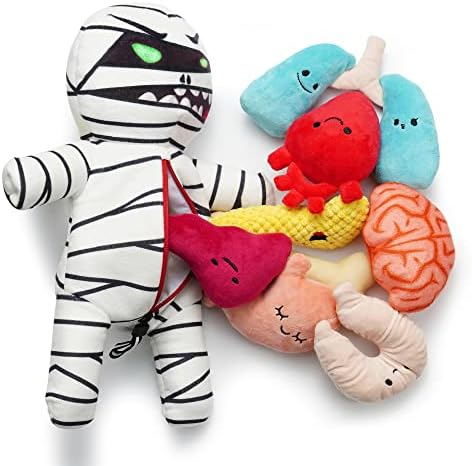 Nocciola Halloween Zombie Mummy Dog Toys with Organs: Funny Cool Hide and Seek Squeaky Chew Toys for Puppies, Small and Medium Size Breed, Plush Stuffed Cognitive Puzzle Toys for Training by Nocciola