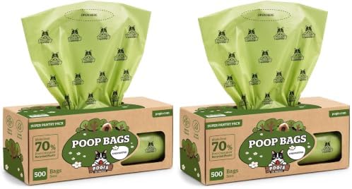 Pogi's Poop Bags – Large, Leak-Proof Dog Waste Bags for Yard or Home Use, Unscented (Single Roll, 500-Count) (Pack of 2) by PogisPetSupplies