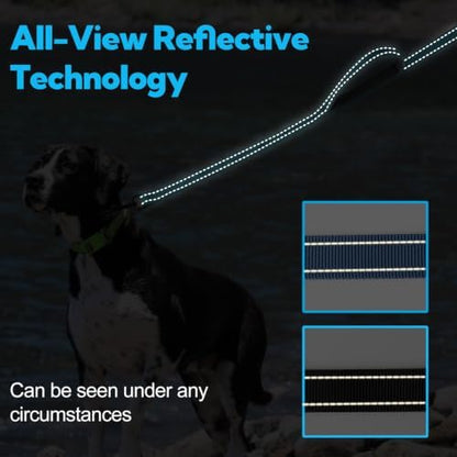 Dual-Handle Dog Leash 6FT, Heavy Duty Nylon with Reflective Threads,Blue - Image 6
