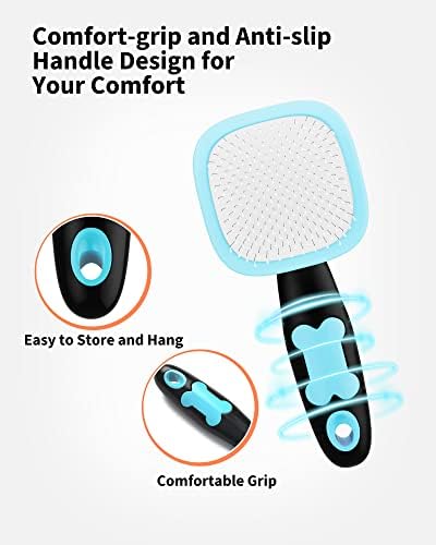 Glendan Dog & Cat Brush- Slicker Pet Brush- Shedding Grooming Tools (Blue) - Image 4