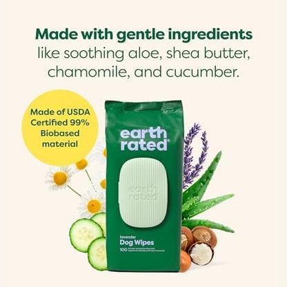Earth Rated Ear Wipes & Grooming Wipes Bundle - Includes 60 Wild Oat-Scented Pet Ear Wipes and 100 Lavender-Scented Grooming Wipes. - Image 7