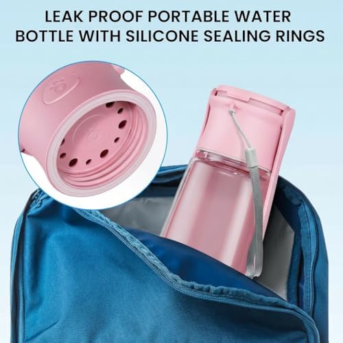 Portable Dog Water Bottle for Walking – 19oz / 12oz Foldable Pet Water Dispenser for Puppies, Medium & Large Dogs – Leak Proof Travel Water Bowl for Small Animals Dog Accessories(19OZ Pink) - Image 3