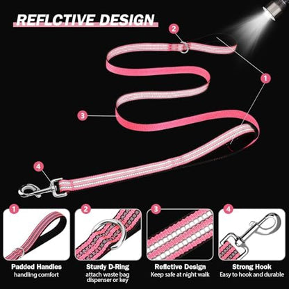 Hikiko 5FT Double Handle Traffic Dog Leash Reflective - Image 5