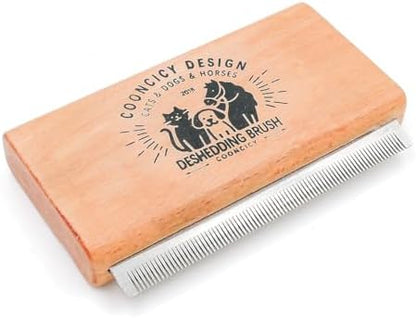 Deshedding Dog Brush with Wood Handle by Cooncicy