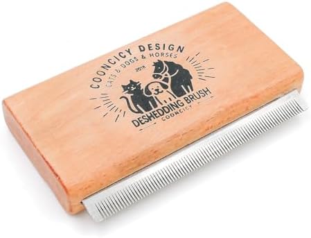 Deshedding Dog Brush with Wood Handle by Cooncicy